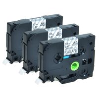 GREENCYCLE 3 PK Compatible for Brother Black on Clear TZ131 TZE131 Label Tape for P-Touch Printers PT1000 PT1100