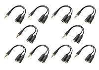 10 Pack 3.5mm Audio Stereo Y Splitter Cable 3.5mm Male to 2 Port 3.5mm Female for Earphone, Headset Splitter Adapter - Black