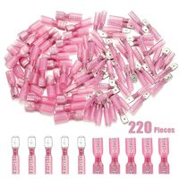 220pcs Heat Shrink Spade Connectors - Sibaok 22-16 Gauge Fully Insulated Female & Male Electrical Spade Terminals - Waterproof Quick Disconnect Crimp Connector Kit - Red