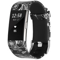 SKYLET for Fitbit Charge 2 Bands, Silicone Replacement Bands for Fitbit Charge 2 Accessory Wristbands (No Tracker)[Silver Flower, Large]