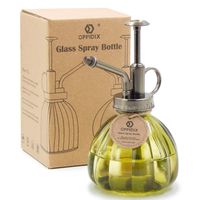 OFFIDIX Plant Mister,Glass Spray Bottle Small Watering Can Indoor 6.3" Tall Vintage Pumpkin Style Plastic Top Pump One Hand Mister Spray Bottle for Indoor Potted Plants (Olive Green)