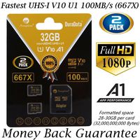 2 Pack 32GB Micro SD SDHC Memory Card Plus Adapter (Class 10 U1 UHS-I V10 A1 Pro MicroSD HC) Amplim 2X 32 GB Ultra High Speed 667X 100MB/s UHS-1. Cell Phone, Tablet, Camera TF MicroSDHC Flash