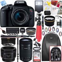 Canon EOS Rebel T7i Digital SLR Camera 1894C002 with EF-S 18-55mm IS STM + 64GB (EF-S 55-250mm Telephoto + EF 50mm STM) Triple Lens Exclusive Bundle