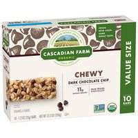 Cascadian Farm Chewy Granola Bar Organic non-GMO Chocolate Chip 10, 1.2 oz Bars