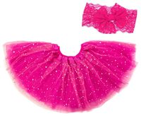 Dancina Pink Tutu Baby Headband Set 6-24 Months Hot Pink