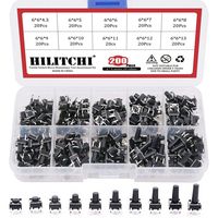 Hilitchi 200-Pcs 6 x 6mm Tactile Push Button Switch Micro Momentary Tact Assortment Kit - 10 Value / 4 Pins