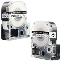 Replace Label Tape for Epson LK4TBN LC4TBN (ST12KW), Label Tape Refills Cartridge for Epson LabelWorks LW300 LW400 LW500 LW600P LW700 Black on Clear1/2 Inch X 26.2 Feet(12mm x 9M),2 Pack