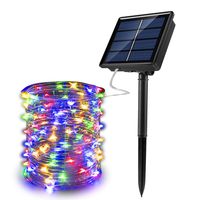 JosMega Upgraded Larger Solar Powered String Lights 1 Pack 33 ft 100 LED 8 Modes Waterproof IP65 Twinkle Lighting Indoor Outdoor Fairy Firefly Lights Auto ON/Off (1 Pack 33 ft 100 LED, Multicolor)