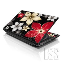 LSS Laptop 17-17.3" Skin Cover with Colorful Black Grey Flower Leaves Pattern for HP Dell Lenovo Apple Asus Acer Compaq - Fits 16.5" 17" 17.3" 18.4" 19" (2 Wrist Pads Free)