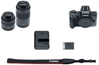 Canon EOS M50 Mirrorless Camera Body and EF-M15-45mm + EF-M 55-200mm Lenses and with Dual Pixel CMOS AF and 4K Video - Black