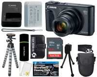 Canon PowerShot SX740 HS Digital Camera (Black) with 20MP, 4K HD Video, 40x Optical + 40x Digital Zoom, Wi-Fi, Bluetooth and 3.0" Tilt LCD + 64GB Card + Reader + Case + Tripod + Accessories Bundle