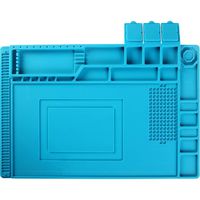 Silicone Repair Mat, Magnetic Soldering Mat Heat Insulation Electronics Repair for Cellphone, Laptop, Watch, Drone, Heat Resistant Pad 932°F for Soldering Station Iron 17.7inch x 11.8inch (Blue)