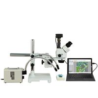 OMAX 2.1X-270X 18MP USB3 Zoom Stereo Boom Stand Trinocular Microscope with 30W LED Fiberoptic Light
