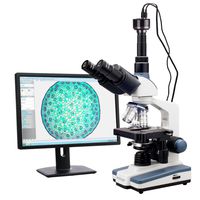 AmScope 40X-2000X LED Lab Trinocular Compound Microscope w 3D Two-Layer Mechanical Stage & HD Recording Camera