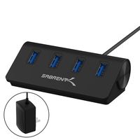Sabrent Premium 4 Port Aluminum USB 3.0 Hub (30" Cable) for iMac, MacBook, MacBook Pro, MacBook Air, Mac Mini, or Any PC [Black] 5V/4A Power Adapter Included (HB-MC3B-PS-5V4A)