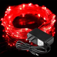 YCDC Red Color LED String Lights 5m/50LEDs, Xmas Birthday Party, 16.3ft Wire Waterproof Micro Starry Lamps+US Adapter