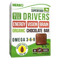 Energy & Brain Booster, Vision Enhancer for Drivers by Herbo Superfood - Power Production, Nootropic Brain Function, Support for Weak Eyes - 30 Omega-3 Enriched Bars with DMAE, Lutein, Bacopa