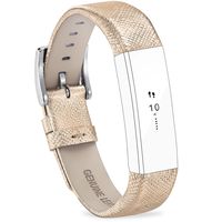 FITEEN Leather Bands for Fitbit Alta and Fitbit Alta HR Strap Style,Small Large-Gold