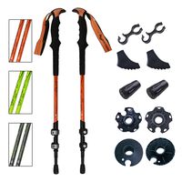kaimei Trekking Poles Aluminum alloy Adjustable Flip Locks Telescopic Collapsible Lightweight Anti Shock Hiking Sticks 1 Pair (Orange)