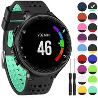 GVangel Band Compatible with Garmin Forerunner 235, Soft Silicone Replacement Watch Band Strap Wristband for 220/230/235/620/630/735XT/235 Lite Smart Watch for Women Men (Black-Mint Green)