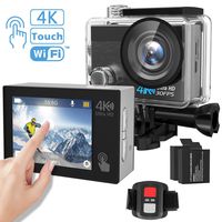 Action Camera, Tintec 4K Touchscreen Sports DV Ultra HD WiFi Camcorder/16MP 170°Wide Angle/2" LCD/2Pcs 1050mAh Batteries/2.4G Remote/30m Waterproof housing for Diving Skiing Cycling
