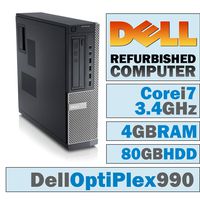 Dell OptiPlex 990 DT / Core i7-2600 Quad @ 3.40 GHz / DVI Graphics Card / 4GB DDR3 / 80GB HDD/DVD-RW/WINDOWS 7 PRO 64 BIT