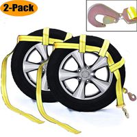 Tow Dolly Basket Strap with Twisted Snap Hooks for Small to Medium Size Tires by Robbor Brand 2 inch Webbing 12,000 lbs Breaking Strength Tire Bonnet&Tire Net Fits Most 14-17" Tires