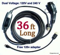 Couplago Maxx-16 -Dual Voltage 120V/240V -36 ft Long- Level 2 Portable Electric Vehicle Charger (120V-240V) with nema 6-20 Plug -120V Adapter - 16 amp Electric Car Charger- J1772 - EVSE