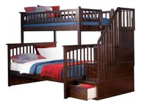 Atlantic Furniture Columbia Staircase Bunk Bed, Twin/Full, Walnut
