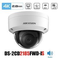 Hikvision 8MP IP PoE Dome Camera with Audio DS-2CD2185FWD-IS Network ONVIF Outdoor H.265+ IP67 Waterproof Security Camera Support Upgrade Face Detection 2.8MM Lens