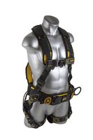Guardian Fall Protection 21030 Cyclone Construction Harness with QC Chest/TB Leg/TB Waist Belt/Side D-Rings, Black/Yellow