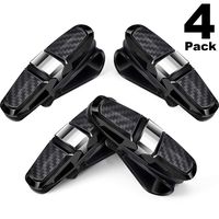 4 Packs Glasses Holders for Car Sun Visor, Sunglasses Holder Clip Hanger Eyeglasses Mount, Double-Ends Clip and 180 Degree Rotational Car Glasses Holder with Ticket Card Clip (Carbon Fiber Silver)