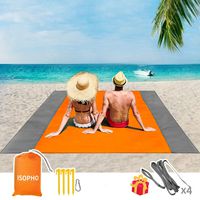 ISOPHO Outdoor Beach Blanket 79'' x 83'' Waterproof Picnic Blanket, Extra Large Lightweight Beach Mat, Compact Pocket Blanket, Sand Proof Mat for Travel, Camping, Hiking - with 4 Portable Tent Pegs