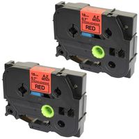 Prestige Cartridge 2 x TZ-S441 18 mm x 8 m Extra Strength Adhesive Label Tape for Brother P-Touch Printing Machine - Black on Red (Pack of 2)