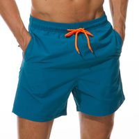 SILKWORLD Men's Swimming Surf Board Shorts Mesh Liner(Small, Peacock Blue)