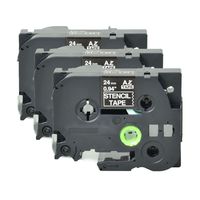 GREENCYCLE Compatible for Brother STE151 STE 151 0.94'' (24mm) x 3m Mobile Solutions Stencil Labeling Tape Cassette for P-Touch PT-D600 PT-P700 PT-P900W PT-P950NW Label Maker (Black on Clear,3 Pack)