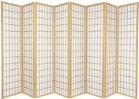 Legacy Decor Japanese Oriental Style Room Screen Divider Black, Cherry, Natural, Espresso or White Color (8-Panel, Natural)