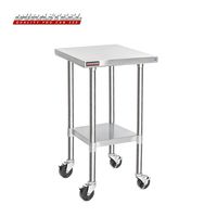 DuraSteel Stainless Steel Work Table 24" x 18" x 34" Height w/ 4 Caster Wheels -  Food Prep Commercial Grade Worktable - NSF Certified - Good For Restaurant, Business, Warehouse, Home, Kitchen, Garage