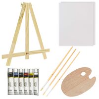 U.S. Art Supply 13-Piece Oil Artist Painting Set with Mini Table Easel, Brushes & Palette