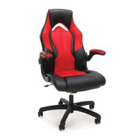 OFM Essentials Collection High-Back Racing Style Bonded Leather Gaming Chair, in Red