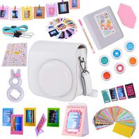 Tiessic Instax Mini 9 Camera Accessories Bundles Compatible with Fujifilm Instax Mini 9 Mini 8 Mini 8+ Camera with Mini 9 Case,64 Photos Mini Photo Album,etc. (Smokey White，14 Items)