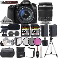 Canon EOS 80D Wi-Fi Full HD 1080P Digital SLR Camera + Canon 18-135mm IS STM Lens + 64GB Storage + Shotgun Mic + LED KIT. All Original Accessories Included - International Version
