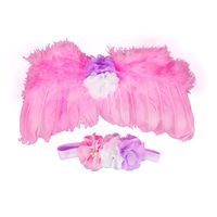 Yokumo Newborn Baby Photography Props Feather Angel Wings and Headband Set Baby Photo Shoot Costume-Pink