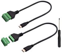 zdyCGTime Type C USB Screw Terminal Block Connector Cable 2.0 Type C USB Male Plug to 5 Pin way Female Bolt Screw with Shield terminals Pluggable Type Adapter Connector Converter Cable（30CM2Pack Male)