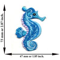 Powerwarauto Blue Seahorse Sea Horse Ocean Fish Animal Applique Embroidered Iron On Patch Crafts Sew DIY For Jeans T-Shirt Cap Bag