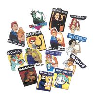 14 Pcs Pictorial Girl We Can Do It Stickers for Laptop Water Cup Motorcycle Bicycle Skateboard Luggage
