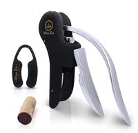 Wine Ziz Silver Screw-pull Lever Corkscrew Wine Bottle Opener Set with Bonus Foil Cutter Tool, Heavy-Duty Metal Rabbit Manual Cork Screw, Best Housewarming Kitchen and Wine Gift Kit for Women and Men