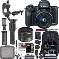 Canon EOS M50 Mirrorless 4K Camera 2680C011 Black Filmmaker's Kit with EF-M 15-45mm Lens + DJI Ronin-SC 3-Axis Handheld Gimbal Stabilizer Bundle + Deco Photo Backpack Case + 64GB Card + Software