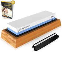 Sharp Pebble Premium Whetstone Knife Sharpening Stone 2 Side Grit 1000/6000 Waterstone | Best Whetstone Sharpener | NonSlip Bamboo Base & Angle Guide