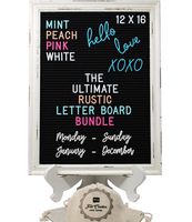Large Rustic Black Felt Letter Board Ultimate Bundle Farmhouse Vintage White Wood Frame and Stand by Felt Creative Home Goods 12x16 Inch Changeable Message Board 800+ Letter Set Numbers Emoji Cursive
